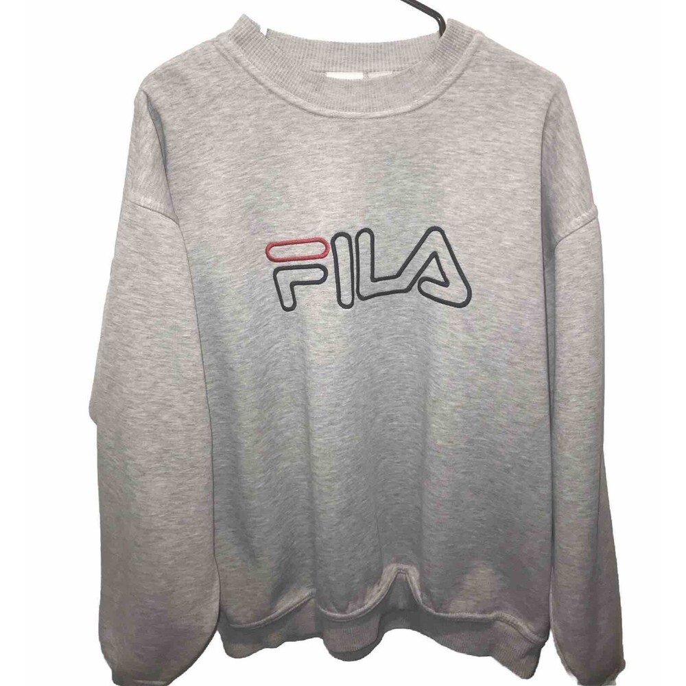 Vintage FILA Crewneck Sweatshirt Gray Long Sleeve Shirt Pullover Mens Size M